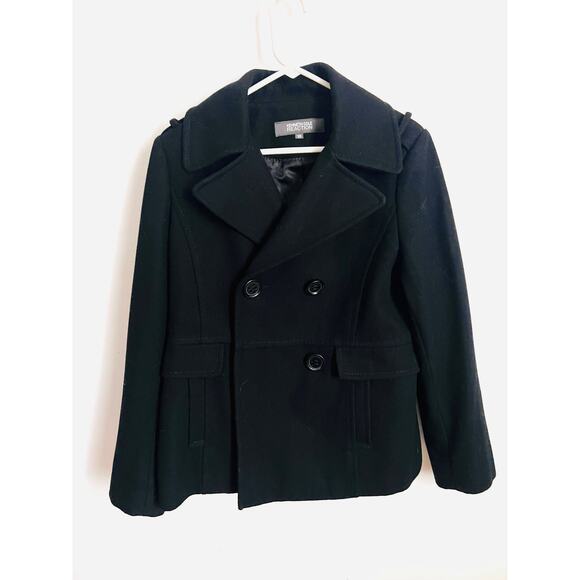 Kenneth Cole Reaction Womens Black Wool Blend Peacoat Size 10 Jacket - Picture 9 of 11